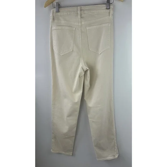 Athleta Sculpek Flex Straight Leg Ankle Jean High Rise Bone Yellow Cream Size 4 - Picture 10 of 15